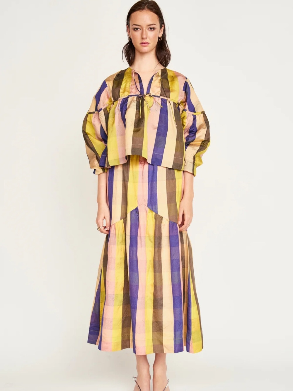 NWT Mirth SILVERTON BLOUSE IN CITRON PLAID In Small